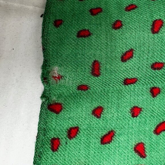 VGT GIVENCHY Paris scarf cotton/silk 34" Satin blue green red dot , (44) - Picture 5 of 10